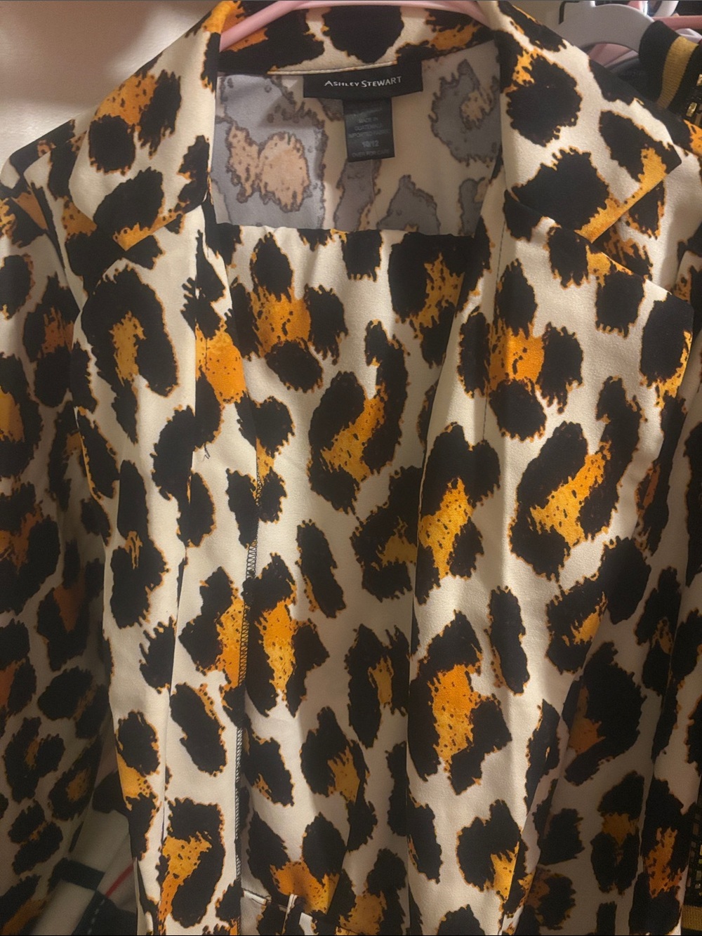Ashley Stewart Leopard Print Blazer in Cream, Black & Yellow
